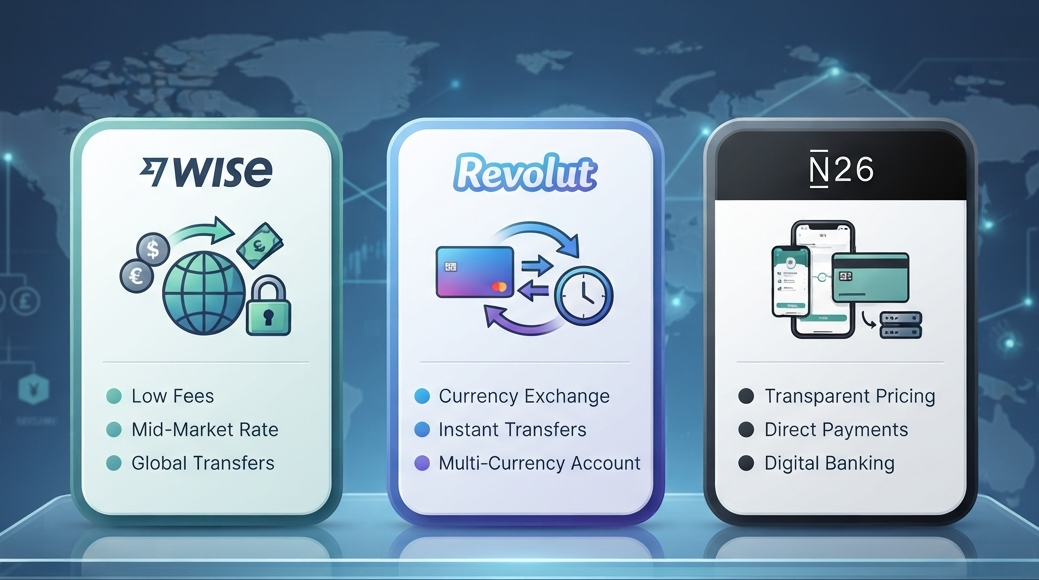 "Wise vs Revolut vs N26 fees comparison 2026"